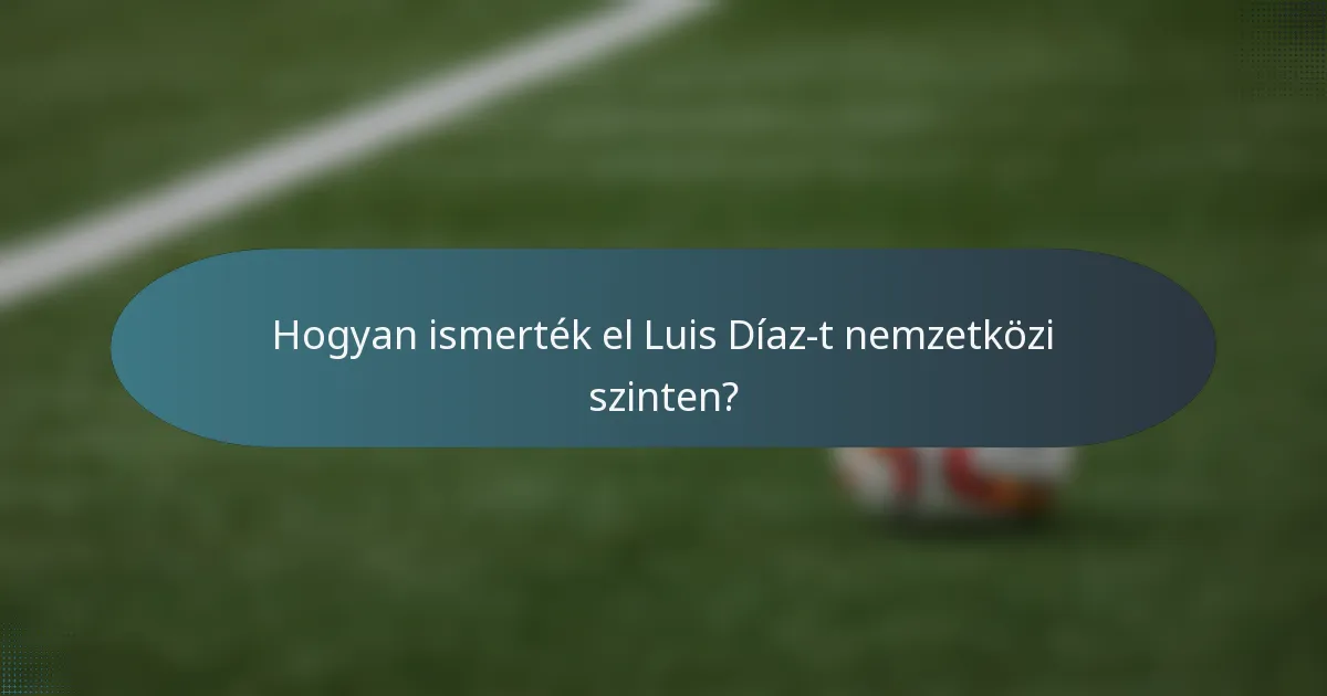 Hogyan ismerték el Luis Díaz-t nemzetközi szinten?