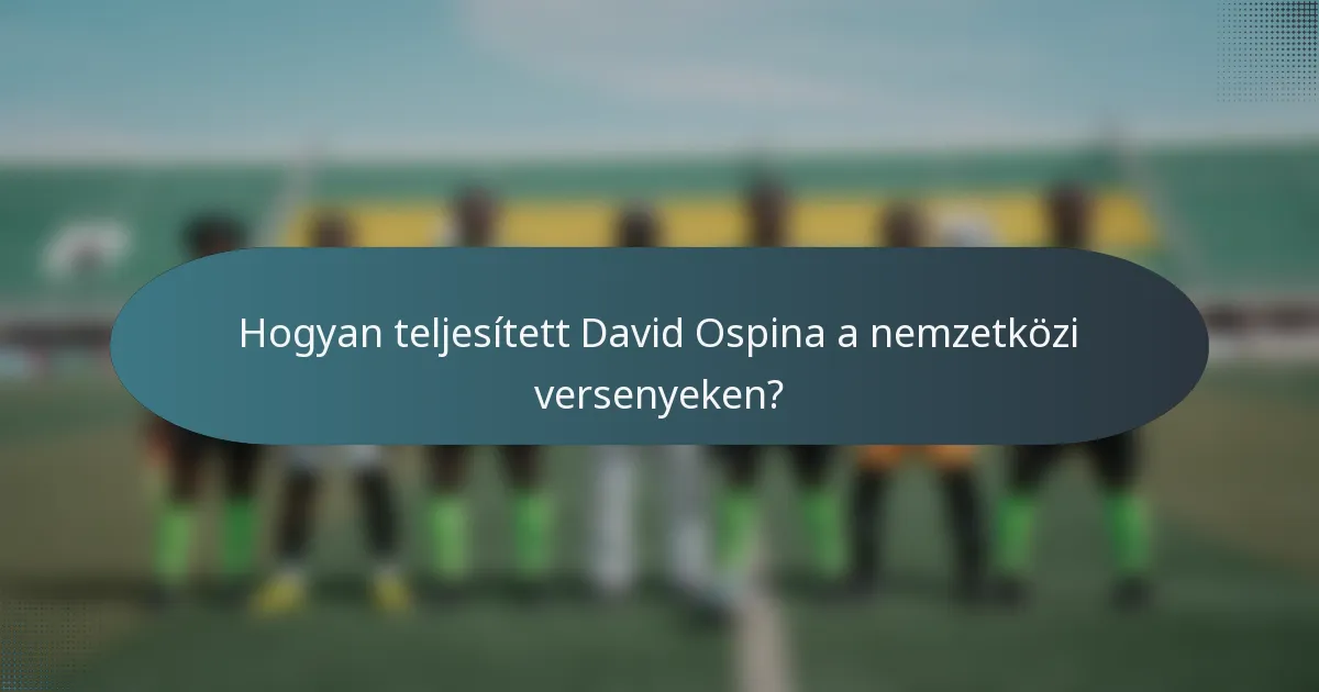 Hogyan teljesített David Ospina a nemzetközi versenyeken?