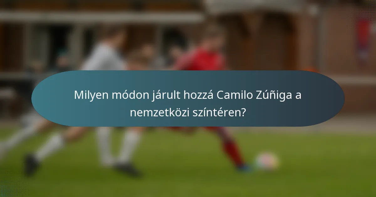 Milyen módon járult hozzá Camilo Zúñiga a nemzetközi színtéren?