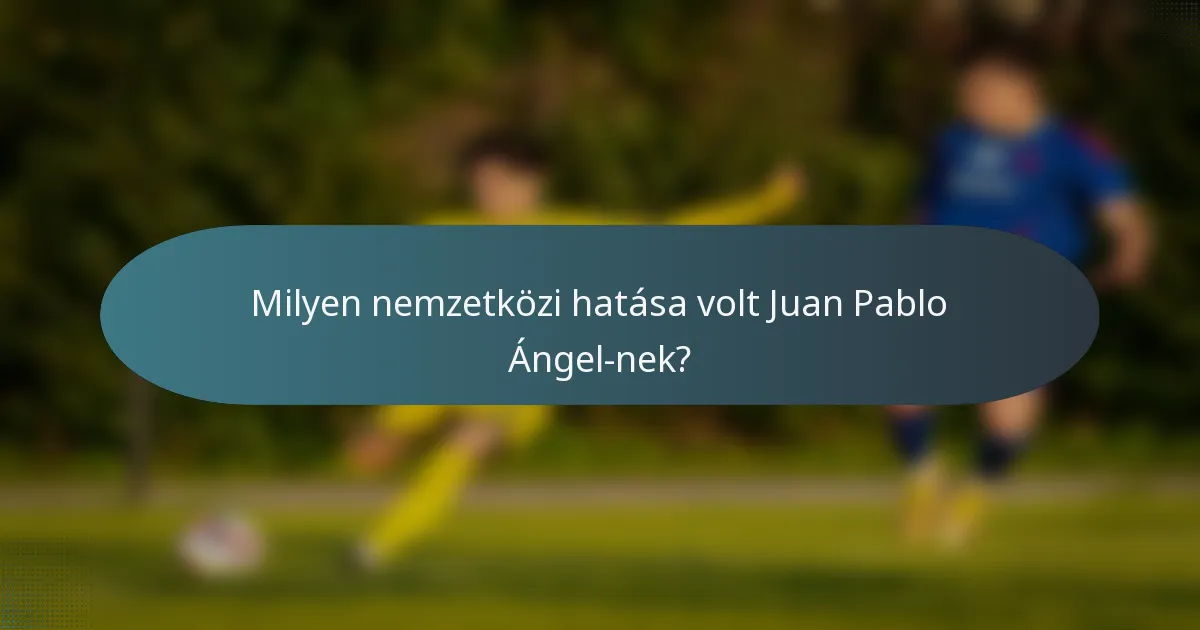 Milyen nemzetközi hatása volt Juan Pablo Ángel-nek?