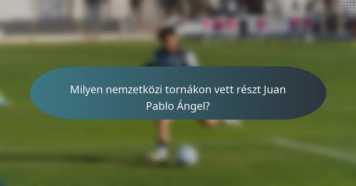 Milyen nemzetközi tornákon vett részt Juan Pablo Ángel?